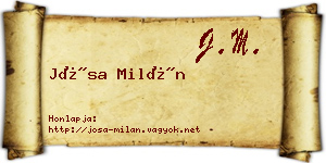 Jósa Milán névjegykártya